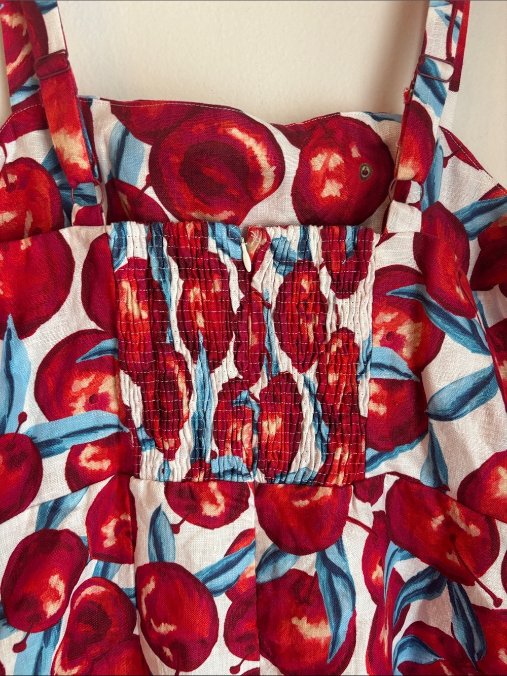 Farm Rio Cherry Blossom Sleeveless Mini Dress 100% linen fruit novelty Women XL - Picture 11 of 16